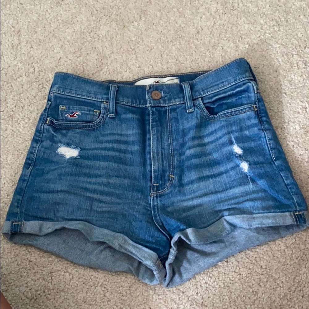 Ultra high rise denim shorts